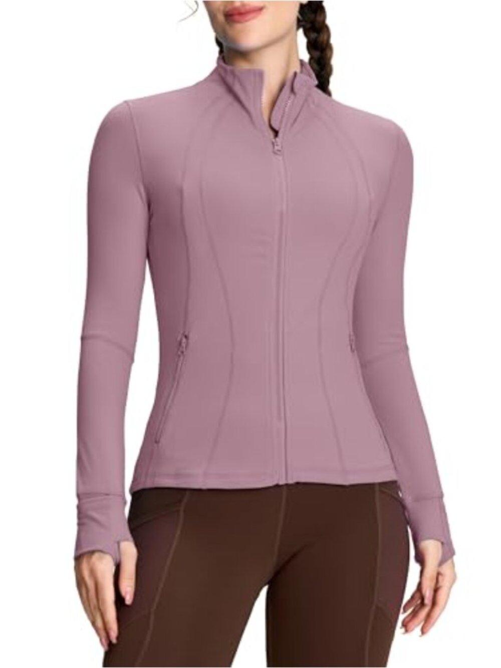 Women's Slim Fit Zip Up Running Jacket Long Sleeve Workout Yoga Athletic